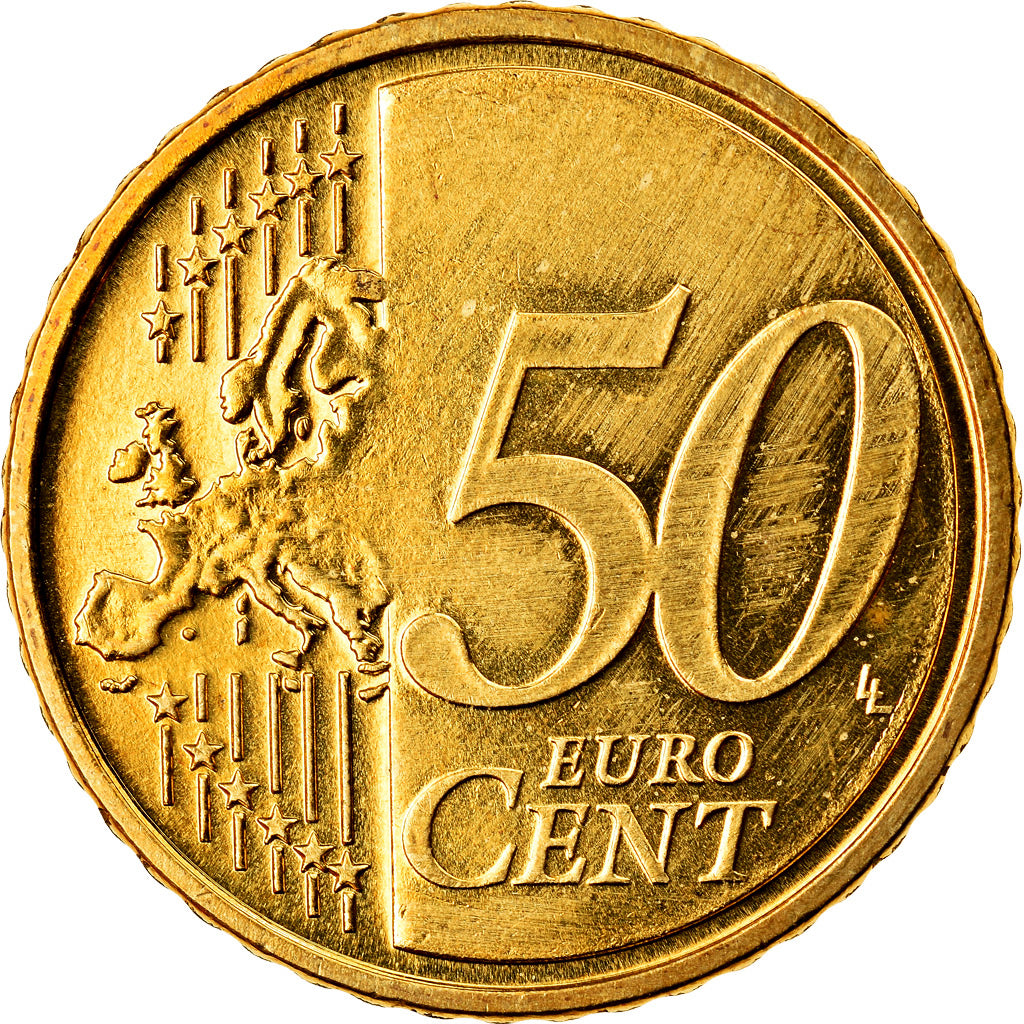ALEMANIA - REPÚBLICA FEDERAL, 50 Euro Cent, 2007, Stuttgart, SC, Latón, KM:256