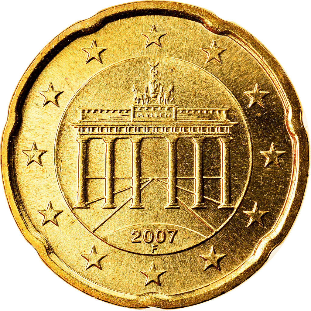 République fédérale allemande, 20 Euro Cent, 2007, Stuttgart, SPL, Laiton