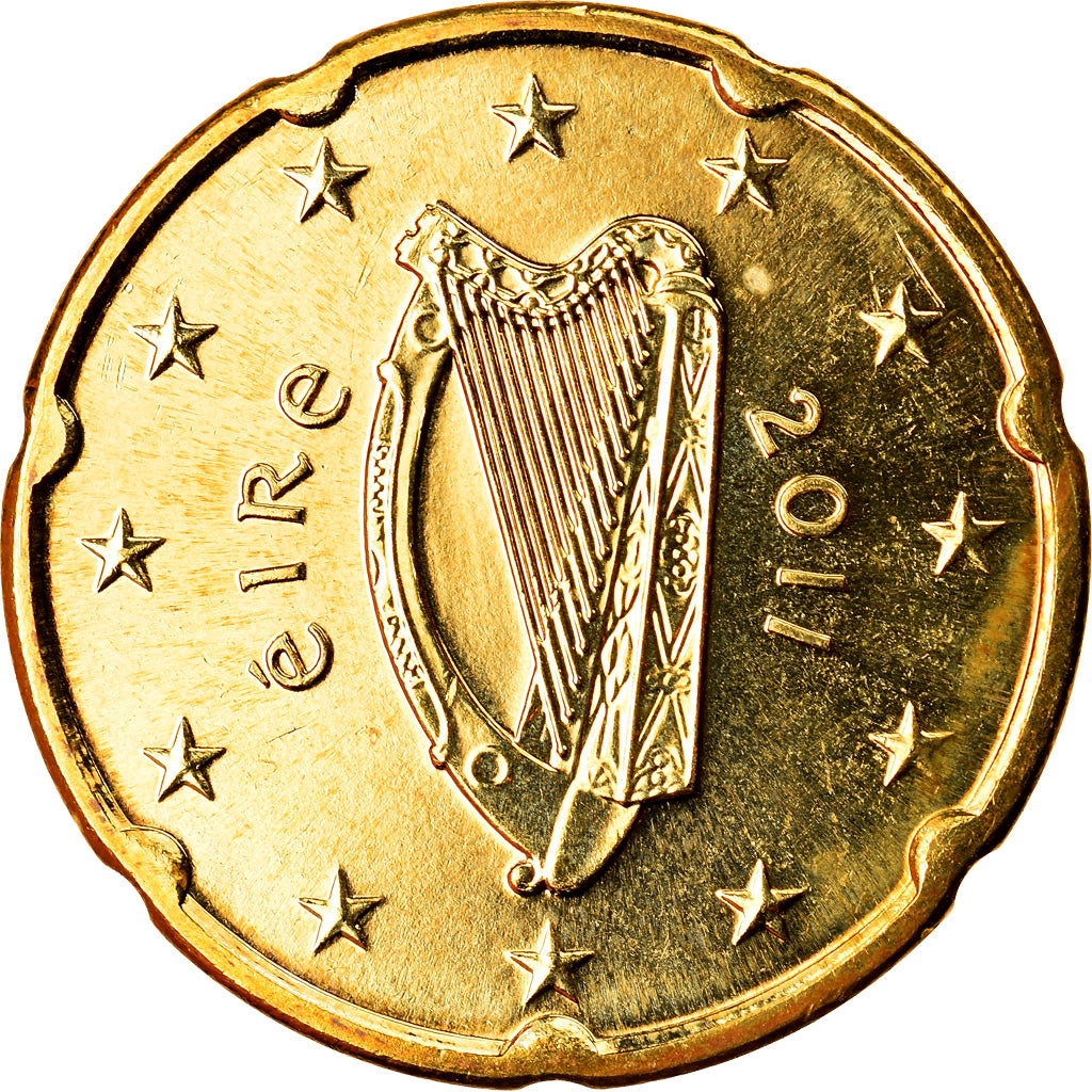 REPUBLIKA IRLANDII, 20 Euro Cent, 2011, BU, MS(65-70), Mosiądz, KM:48