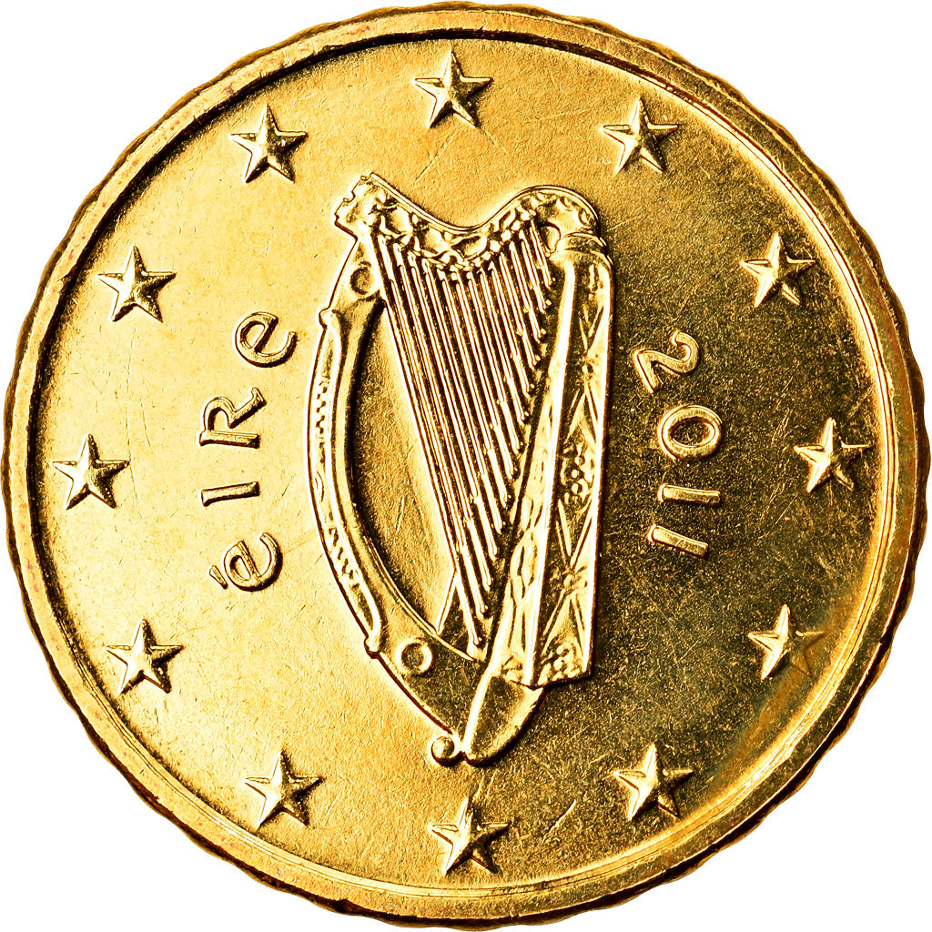 IRELAND REPUBLIC, 10 Euro Cent, 2011, BU, MS(65-70), Brass, KM:47
