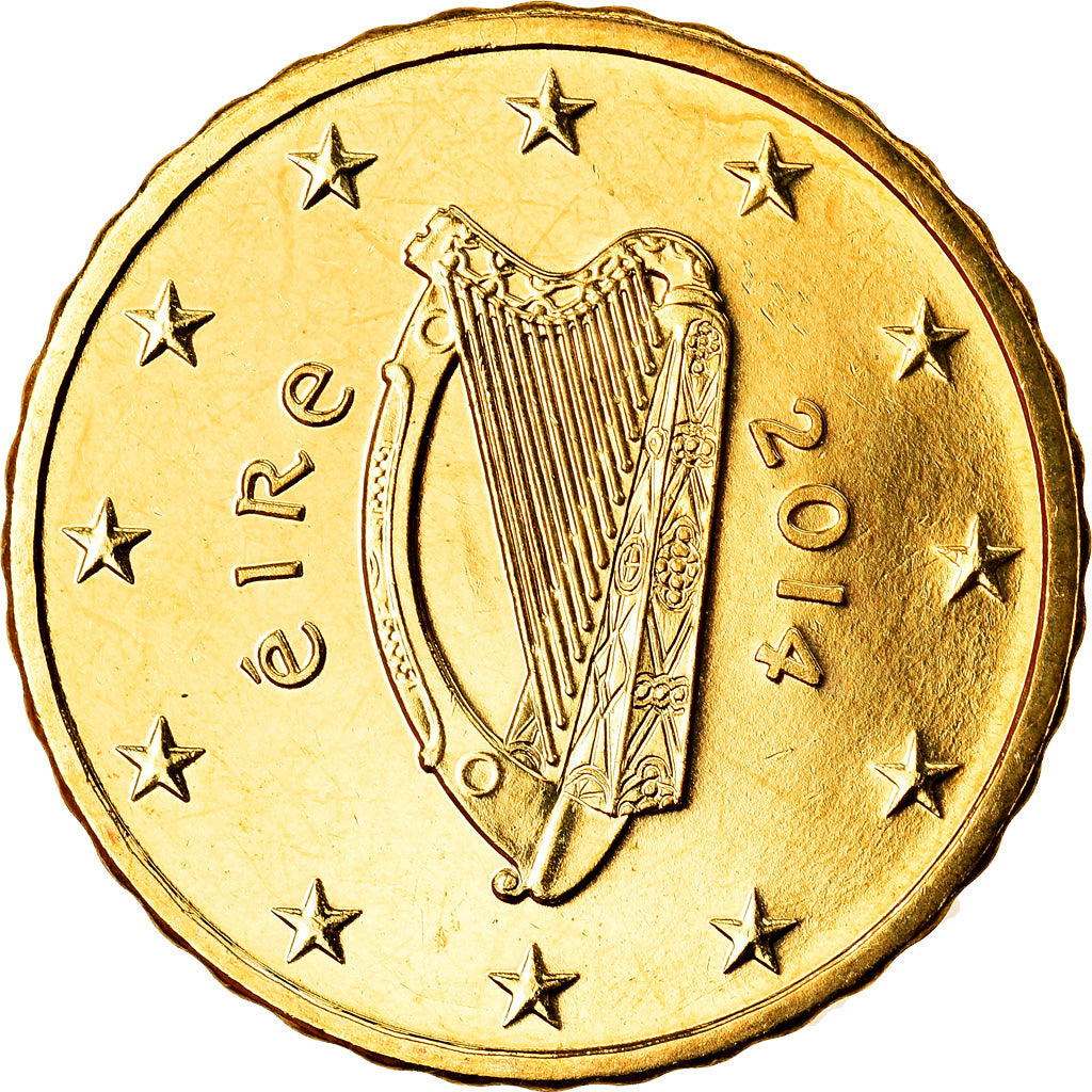 REPUBLIKA IRLANDII, 10 Euro Cent, 2014, Sandyford, MS(63), Mosiądz, KM:New