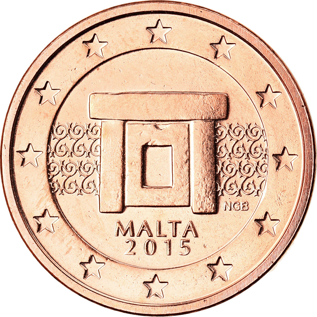 Malta, 2 Euro Cent, 2015, MS(63), Aço Cromado a Cobre, KM:New