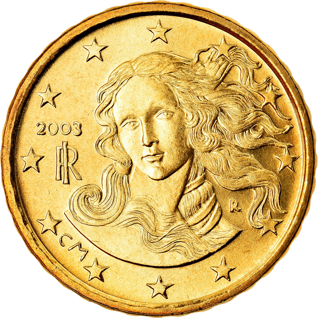 Italia, 10 Euro Cent, 2003, Rome, SC, Latón, KM:213
