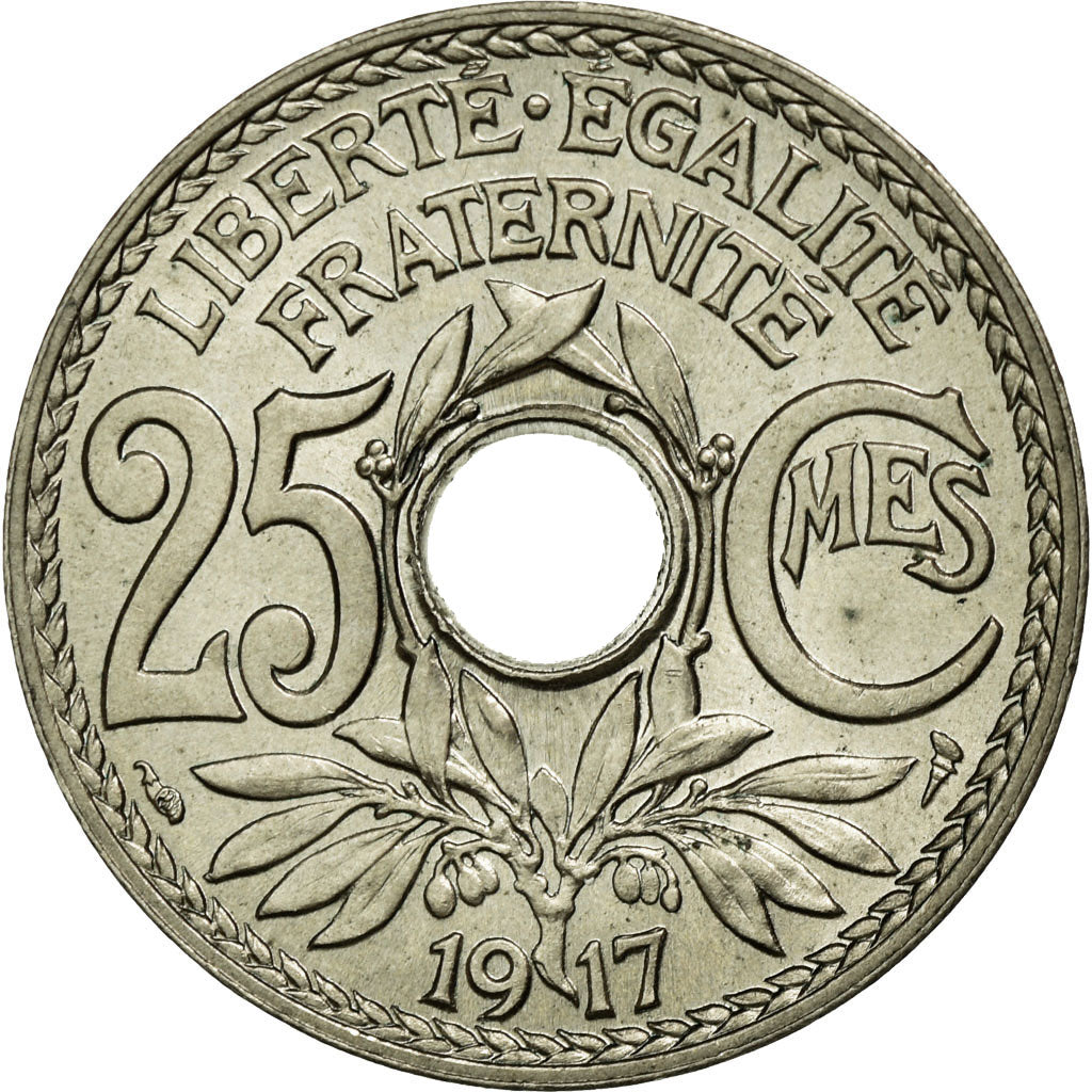 Monnaie, France, Lindauer, 25 Centimes, 1917, FDC, Copper-nickel, KM:867a