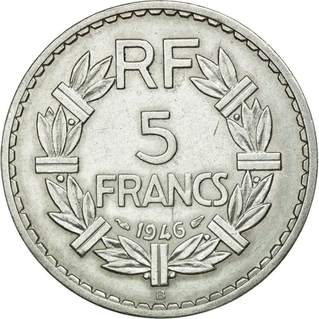 Coin, France, Lavrillier, 5 Francs, 1946, Beaumont le Roger, AU(50-53)