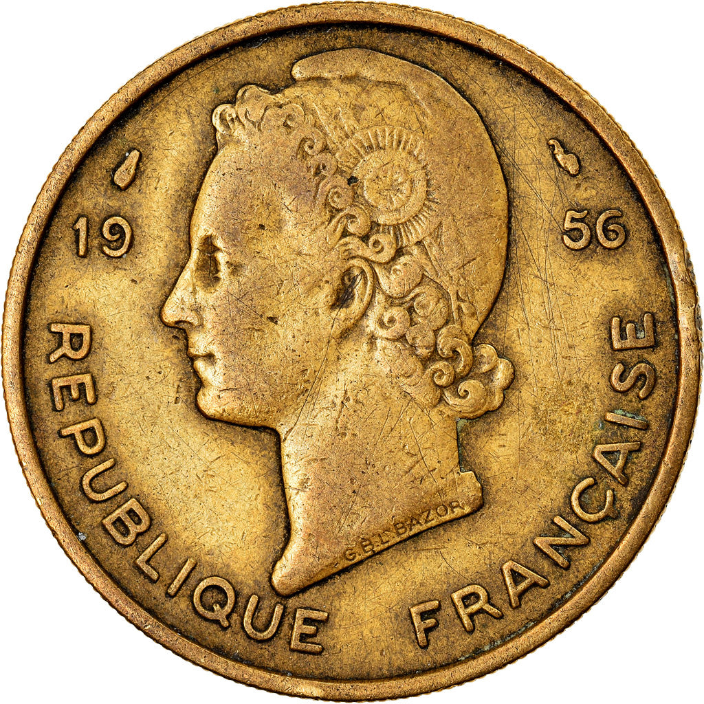 Moneda, África oriental francesa, 25 Francs, 1956, MBC, Aluminio - bronce