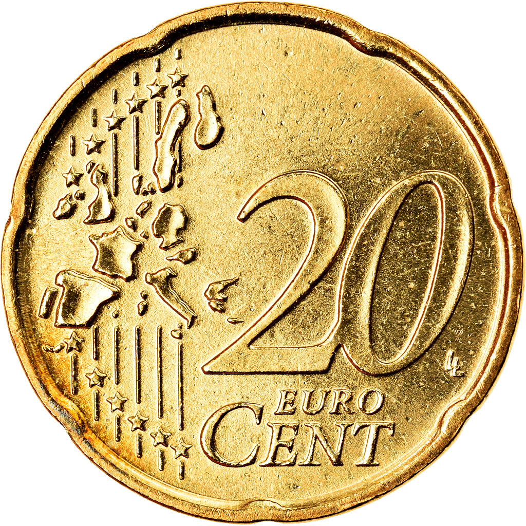 Italia, 20 Euro Cent, 2007, Rome, MBC+, Latón, KM:214