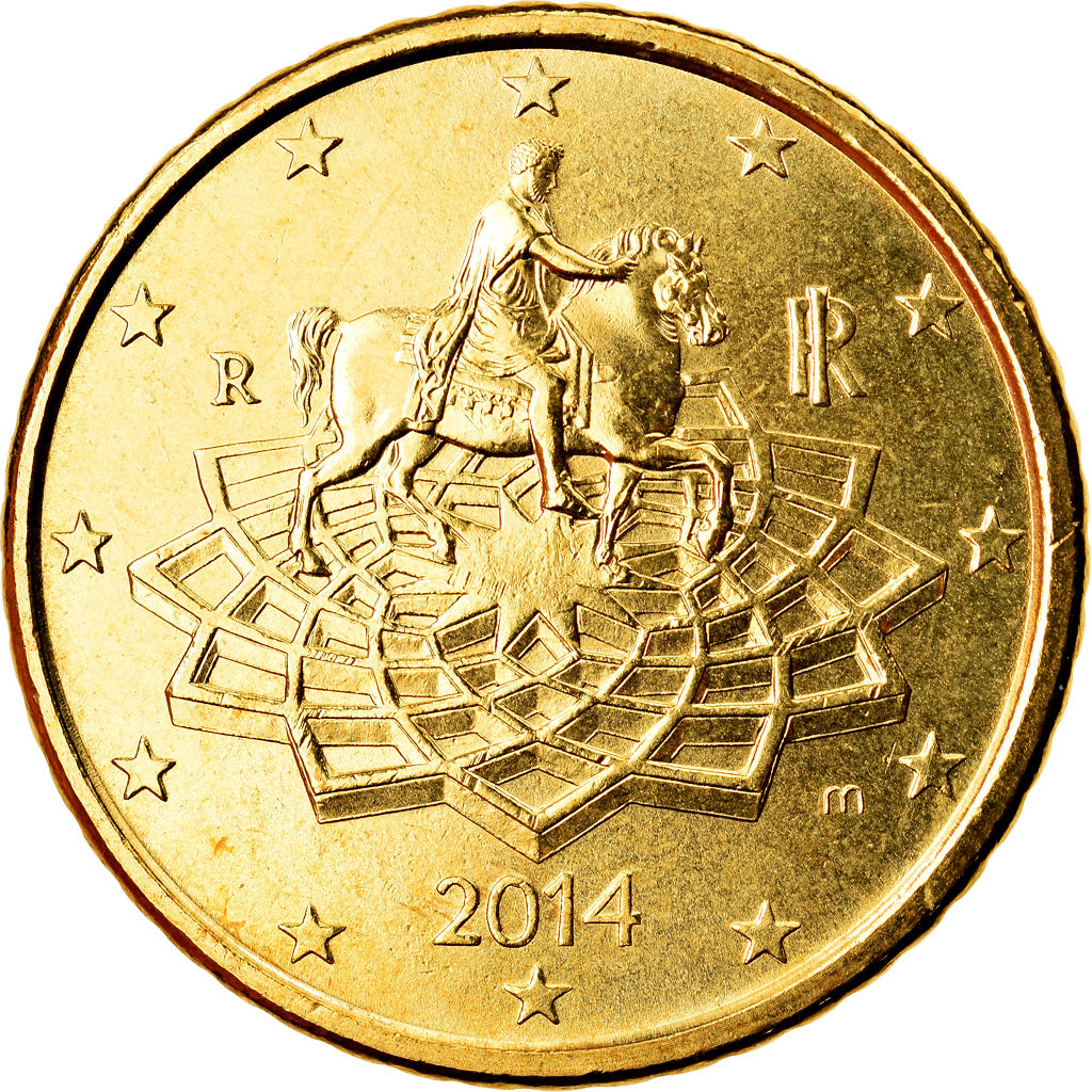 Itália, 50 Euro Cent, 2014, Rome, MS(63), Latão, KM:New
