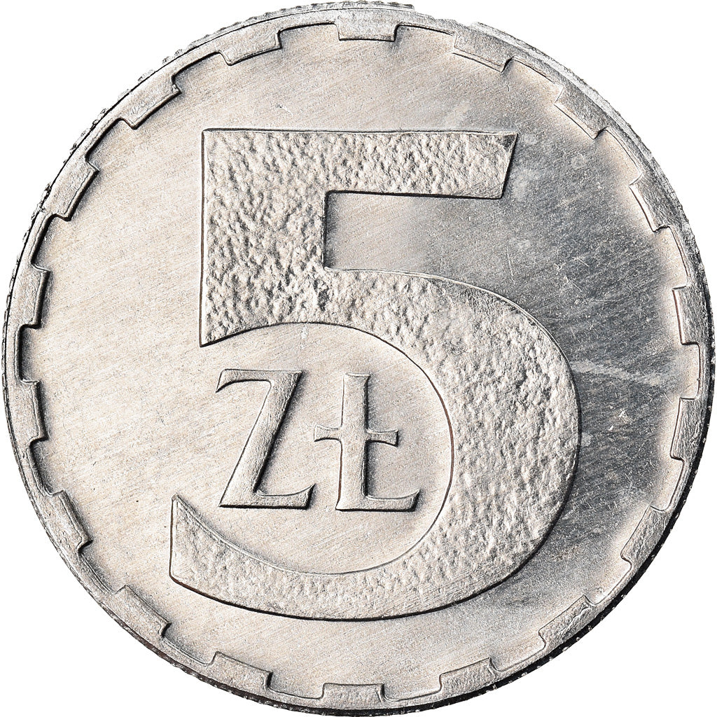 Münze, Polen, 5 Zlotych, 1990, Warsaw, VZ, Aluminium, KM:81.3