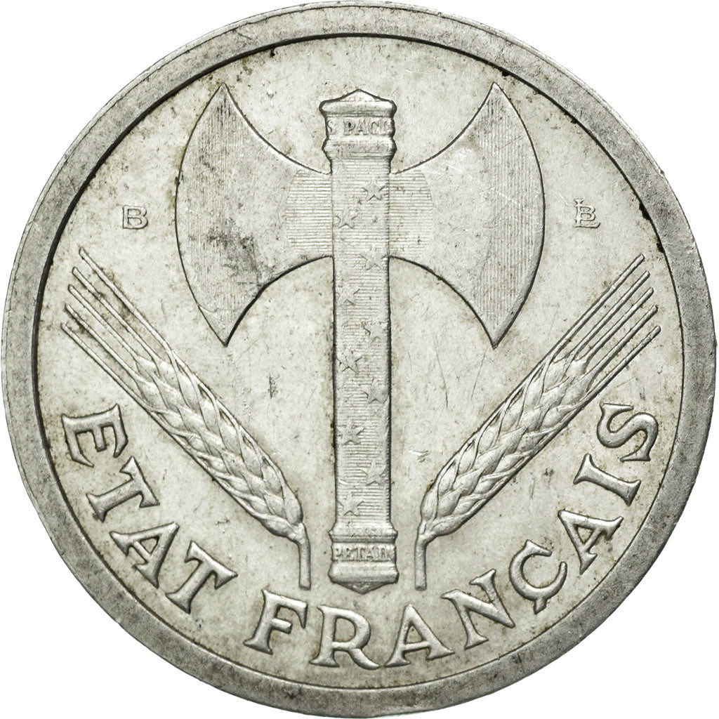 Coin, France, Bazor, 2 Francs, 1943, Beaumont le Roger, EF(40-45), Aluminum