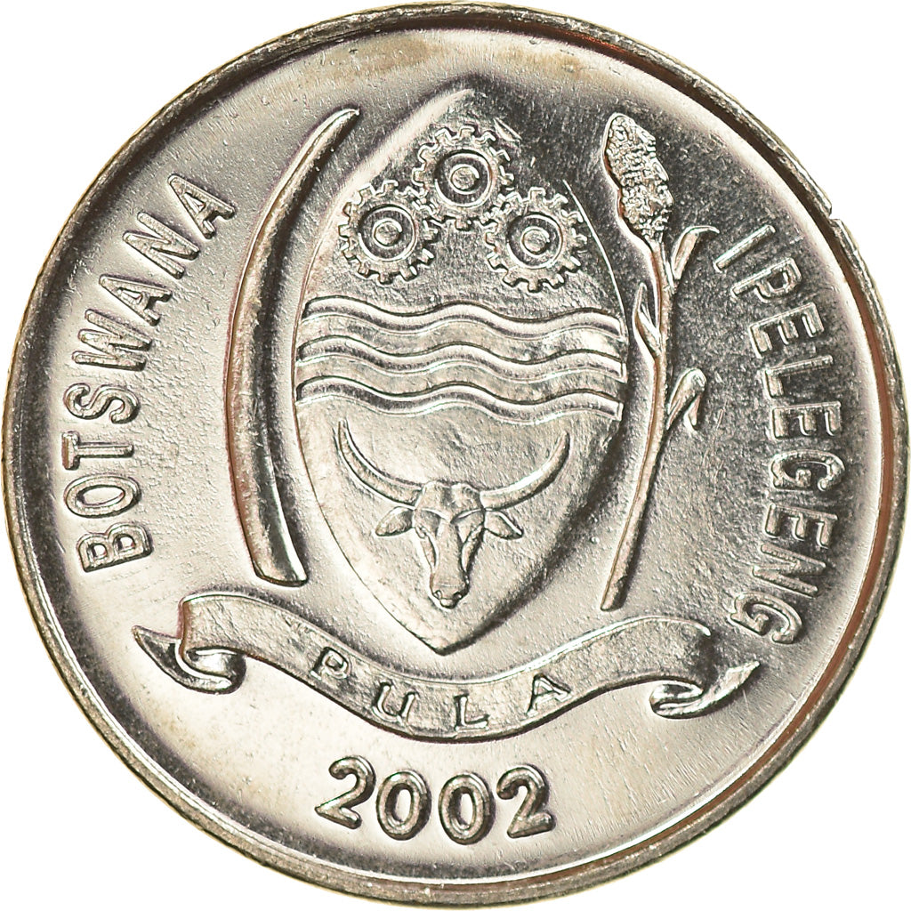 Coin, Botswana, 10 Thebe, 2002, British Royal Mint, MS(63), Nickel plated steel