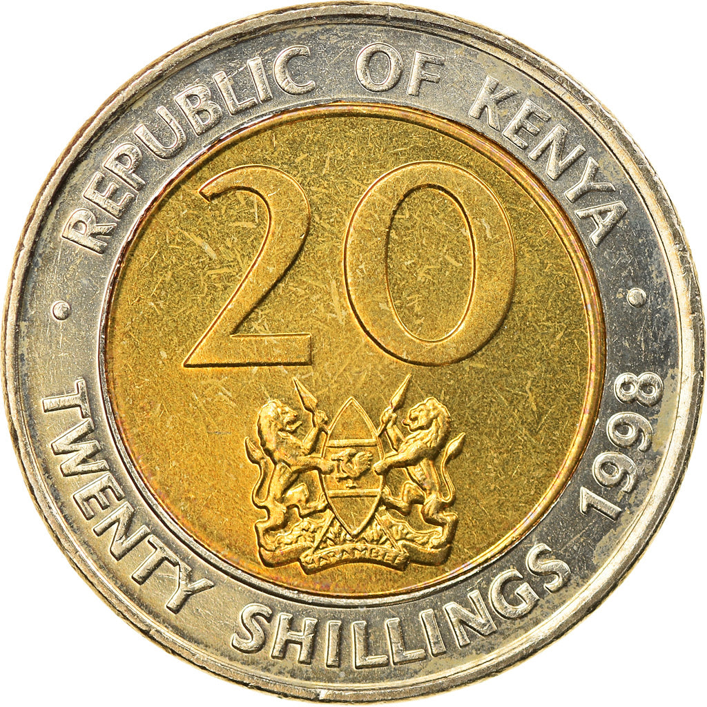Moneda, Kenia, 20 Shillings, 1998, British Royal Mint, SC, Bimetálico, KM:32