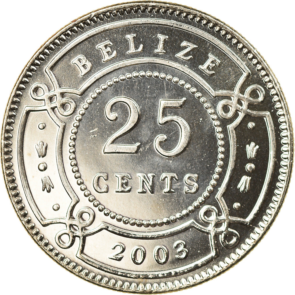 Coin, Belize, 25 Cents, 2003, Franklin Mint, MS(65-70), Copper-nickel, KM:36