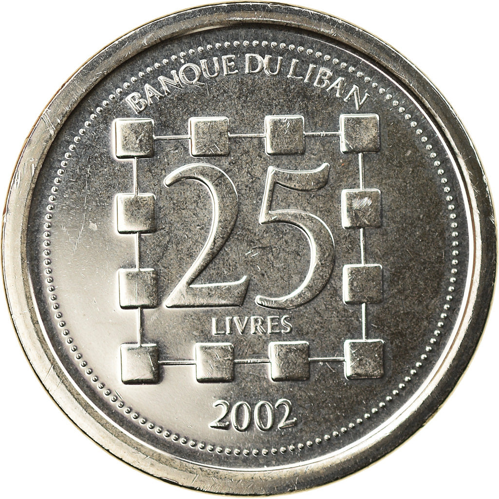 Monnaie, Lebanon, 25 Livres, 2002, SPL, Nickel plated steel, KM:40
