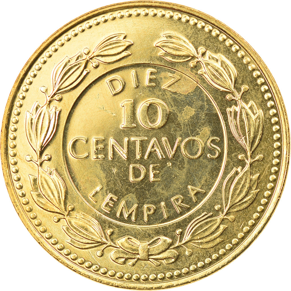Moeda, Honduras, 10 Centavos, 1999, MS(63), Latão, KM:76.3