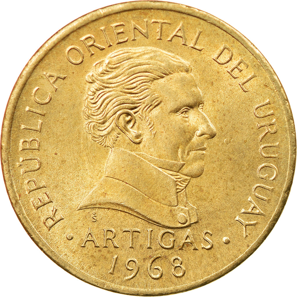 Coin, Uruguay, Peso, 1968, Santiago, AU(50-53), Nickel-brass, KM:49