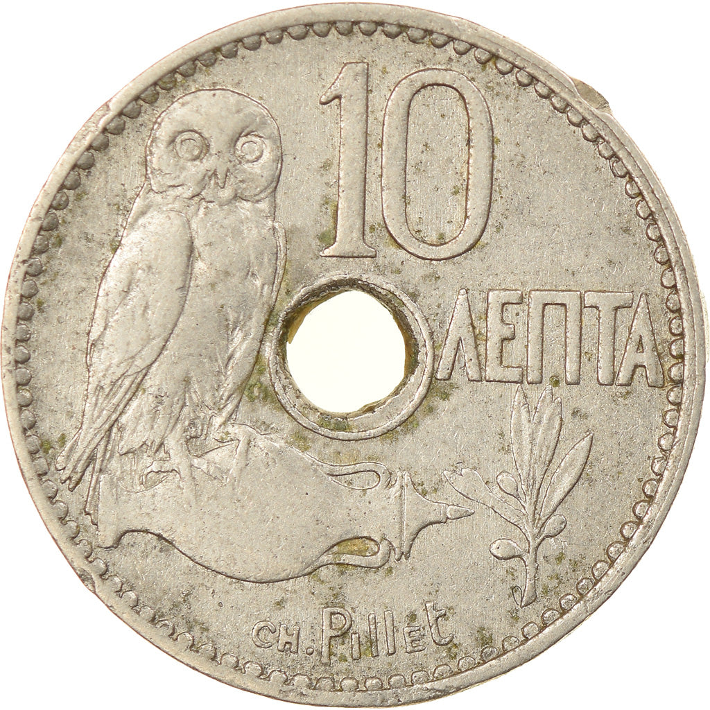 Monnaie, Grèce, George I, 10 Lepta, 1912, TB+, Nickel, KM:63