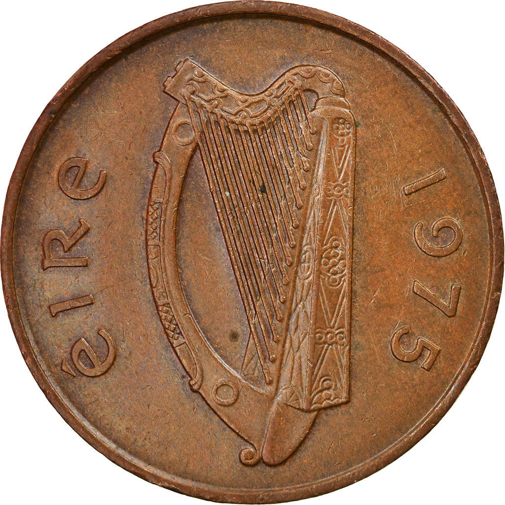 Moneta, REPUBBLICA D’IRLANDA, 2 Pence, 1975, BB, Bronzo, KM:21