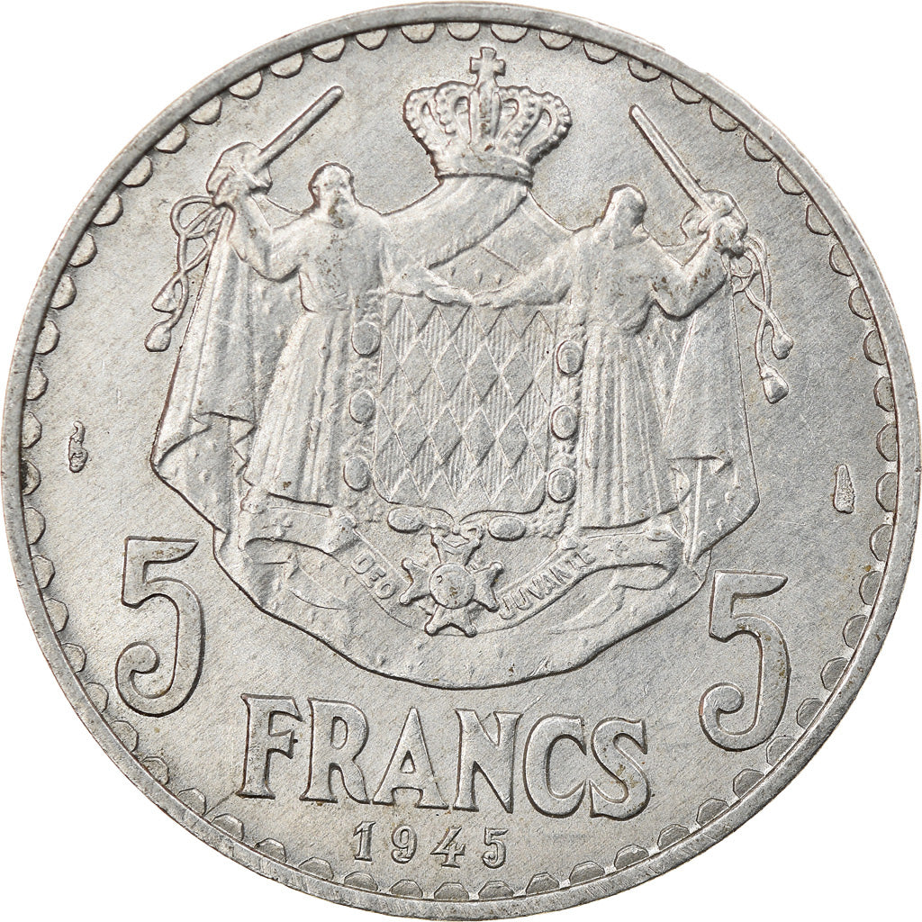 Münze, Monaco, Louis II, 5 Francs, 1945, Paris, SS+, Aluminium, KM:122