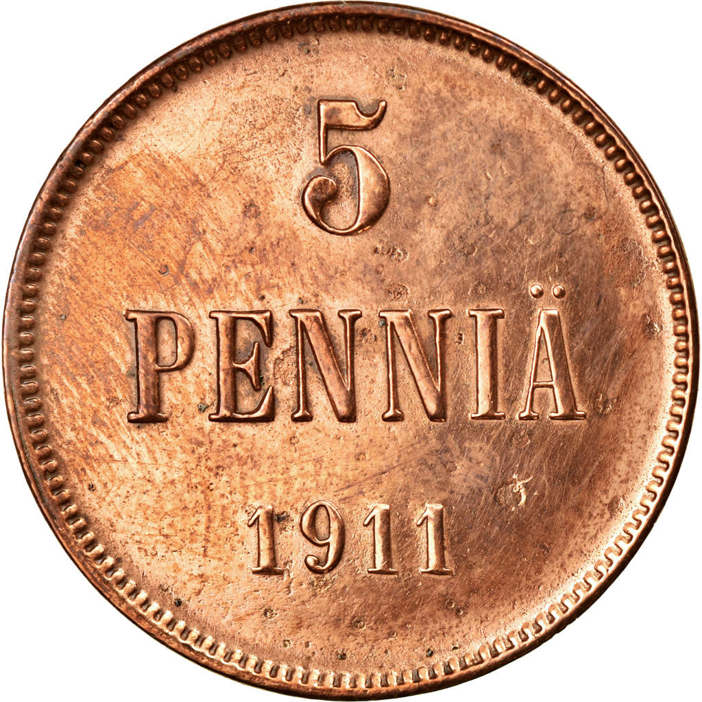 Coin, Finland, Nicholas II, 5 Pennia, 1911, AU(55-58), Copper, KM:15