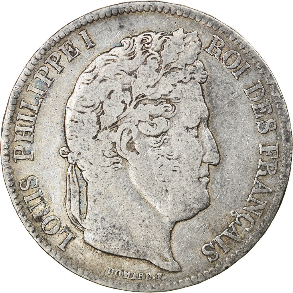 Moneta, Francia, Louis-Philippe, 5 Francs, 1832, Strasbourg, MB+, Argento