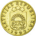Moneta, Łotwa, 10 Santimu, 1992, AU(50-53), Mosiądz niklowy, KM:17