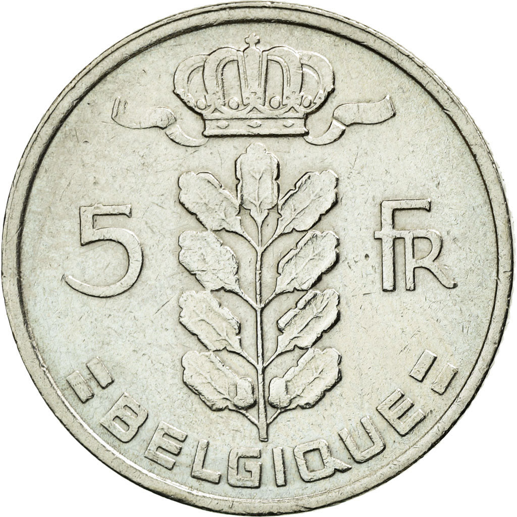 Moneta, Belgio, 5 Francs, 5 Frank, 1977, BB+, Rame-nichel, KM:134.1