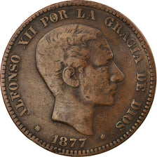 Coin, Spain, Alfonso XII, 10 Centimos, 1877, EF(40-45), Bronze, KM:675