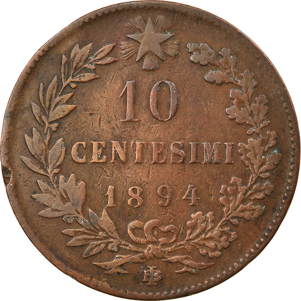 Monnaie, Italie, Umberto I, 10 Centesimi, 1894, Birmingham, TB+, Cuivre, KM:27.1