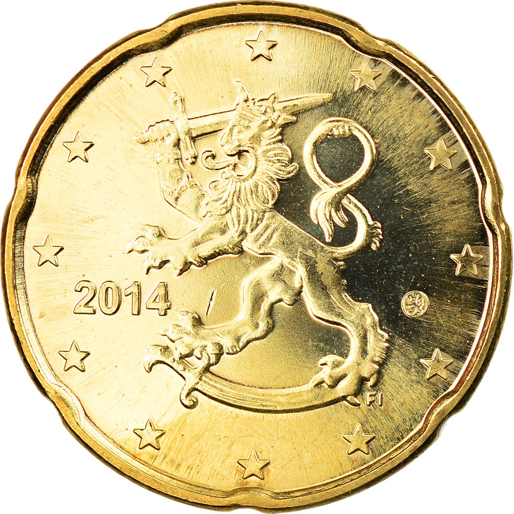 Finland, 20 Euro Cent, 2014, MS(63), Brass, KM:New