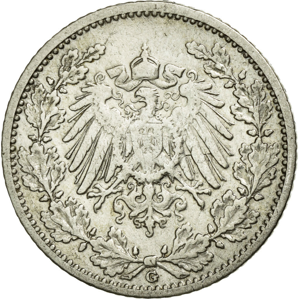 Coin, GERMANY - EMPIRE, 1/2 Mark, 1905, Karlsruhe, EF(40-45), Silver, KM:17
