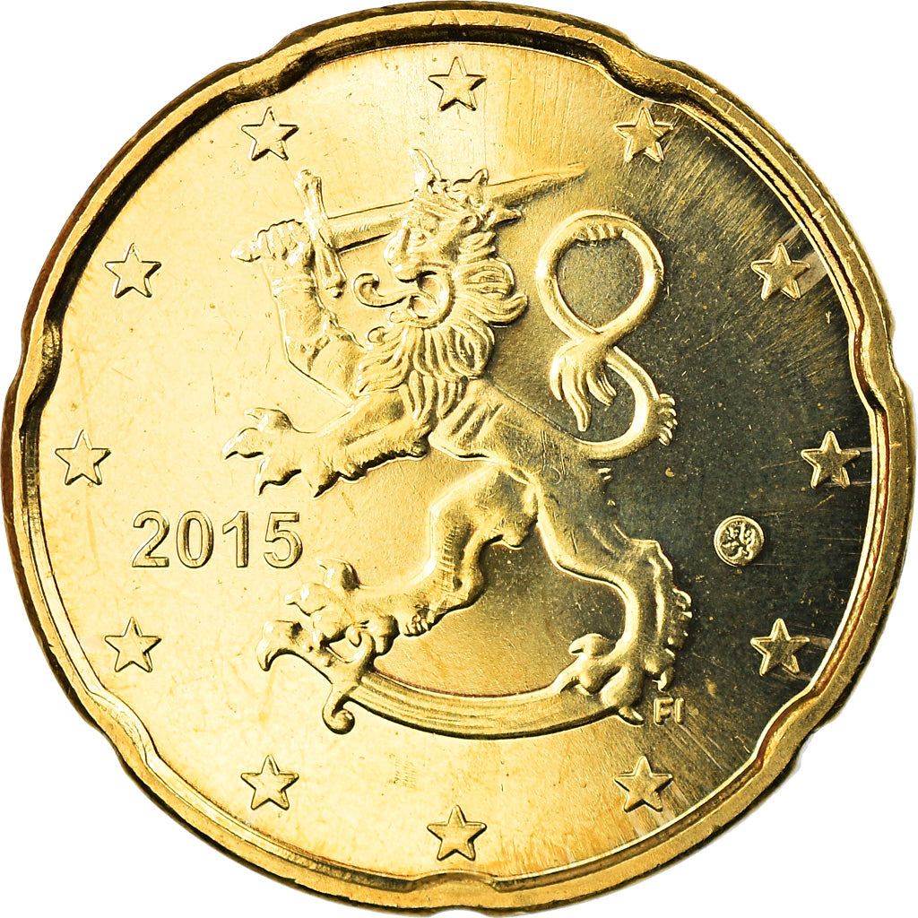 Finland, 20 Euro Cent, 2015, MS(63), Brass, KM:New