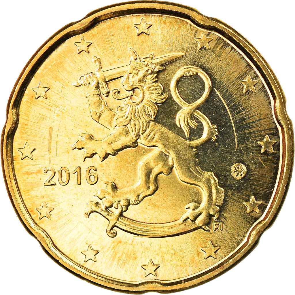 Finland, 20 Euro Cent, 2016, MS(63), Brass, KM:New