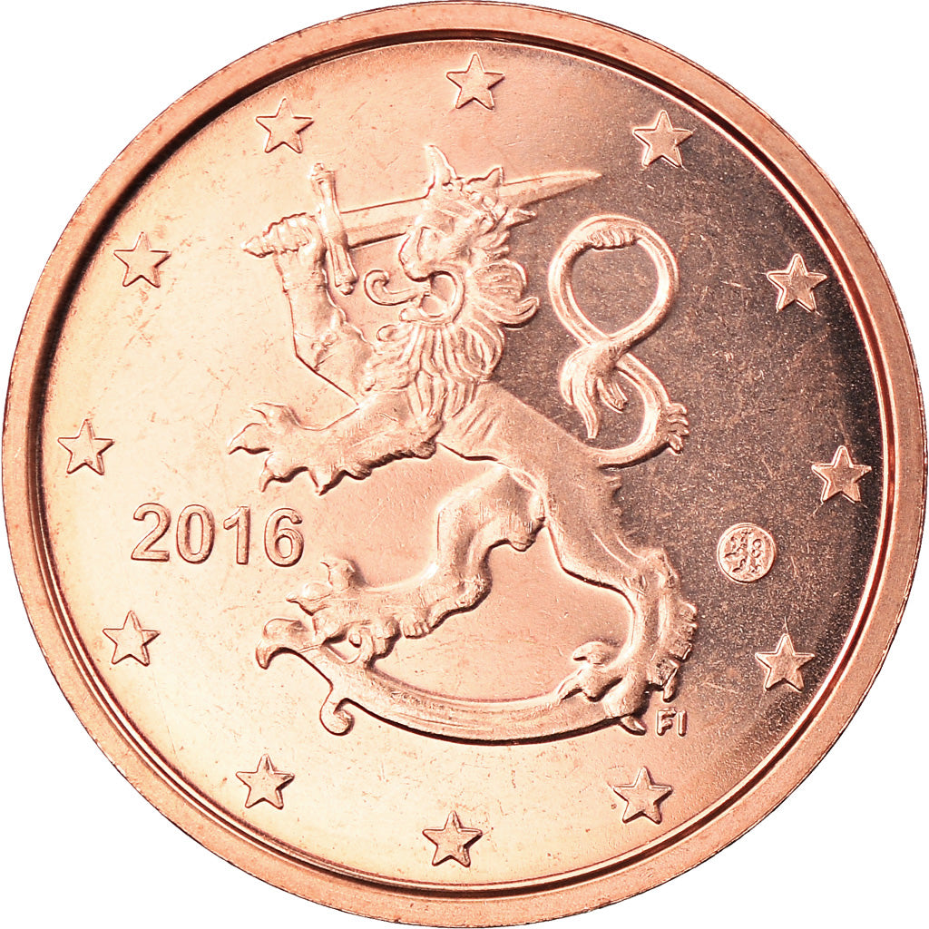 Finlândia, 2 Euro Cent, 2016, MS(63), Aço Cromado a Cobre, KM:New
