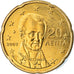Grécia, 20 Euro Cent, 2002, Athens, AU(50-53), Latão, KM:185
