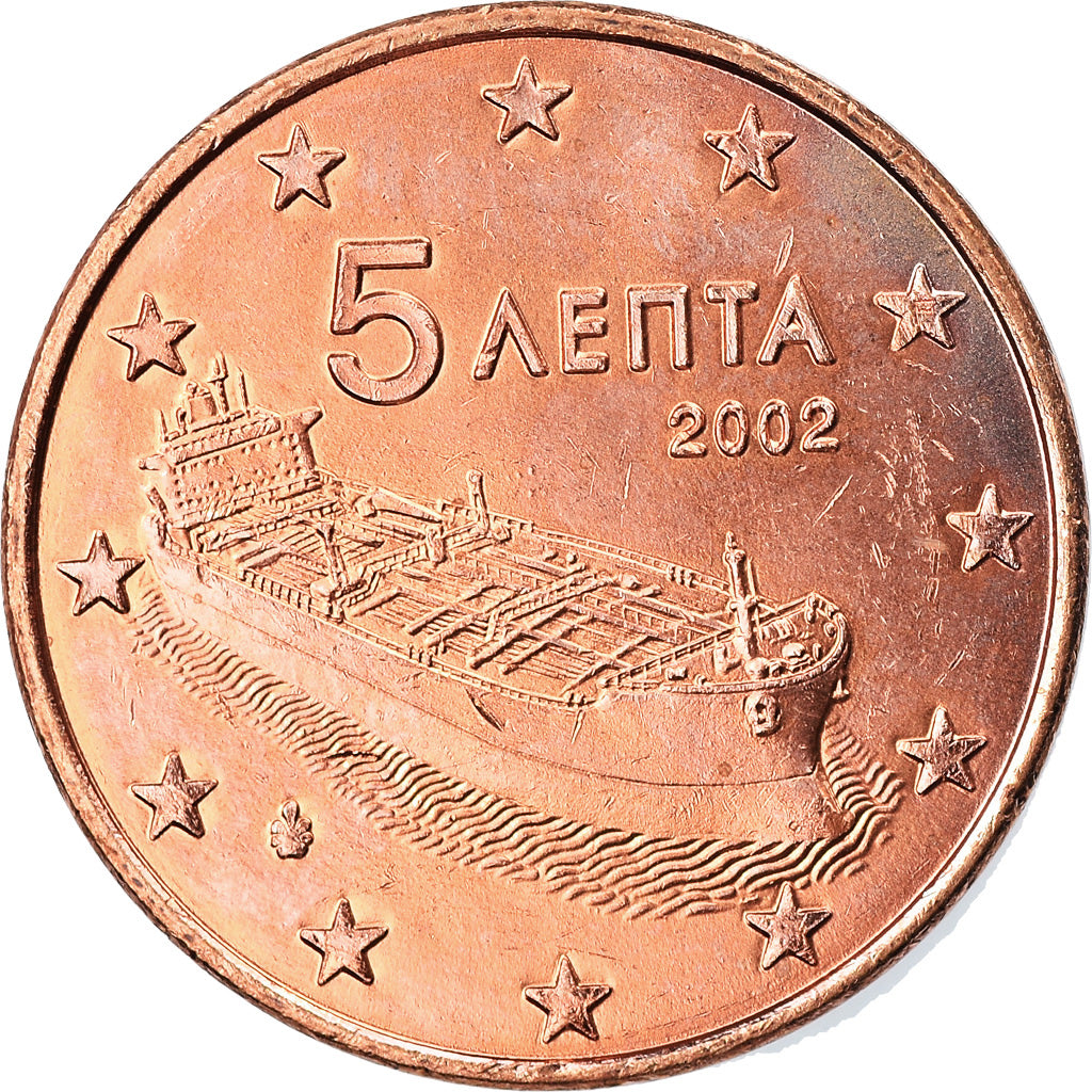 Greece, 5 Euro Cent, 2002, Athens, AU(50-53), Copper Plated Steel, KM:183