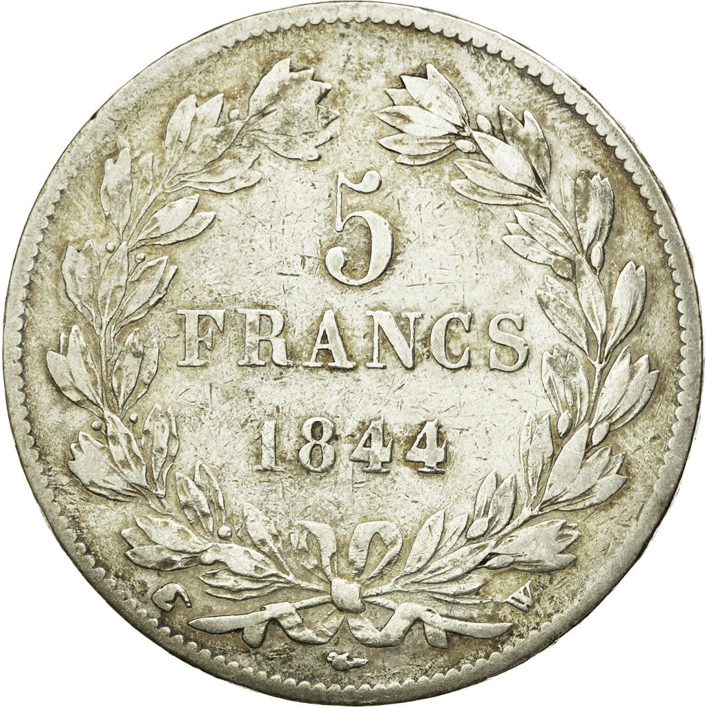 Moneta, Francia, Louis-Philippe, 5 Francs, 1844, Lille, MB+, Argento, KM:749.13