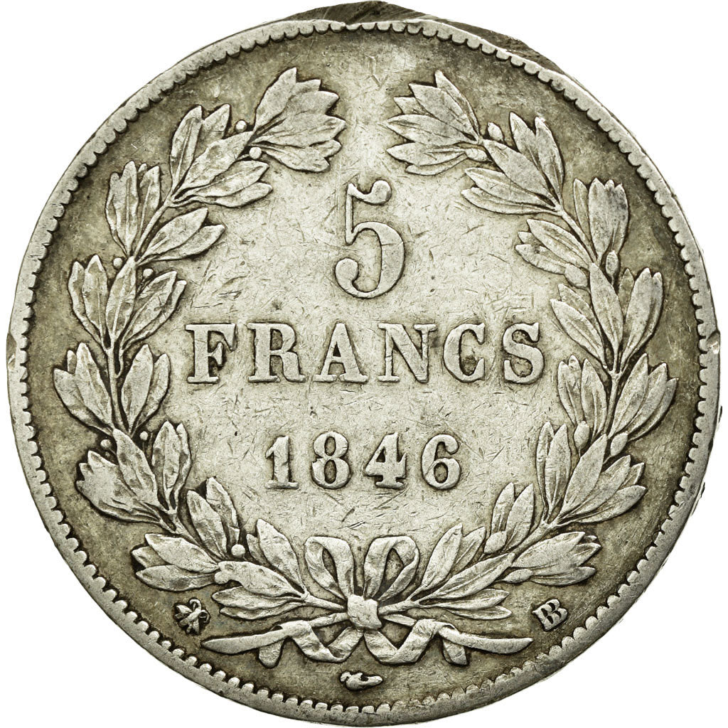 Coin, France, Louis-Philippe, 5 Francs, 1846, Strasbourg, VF(30-35), Silver