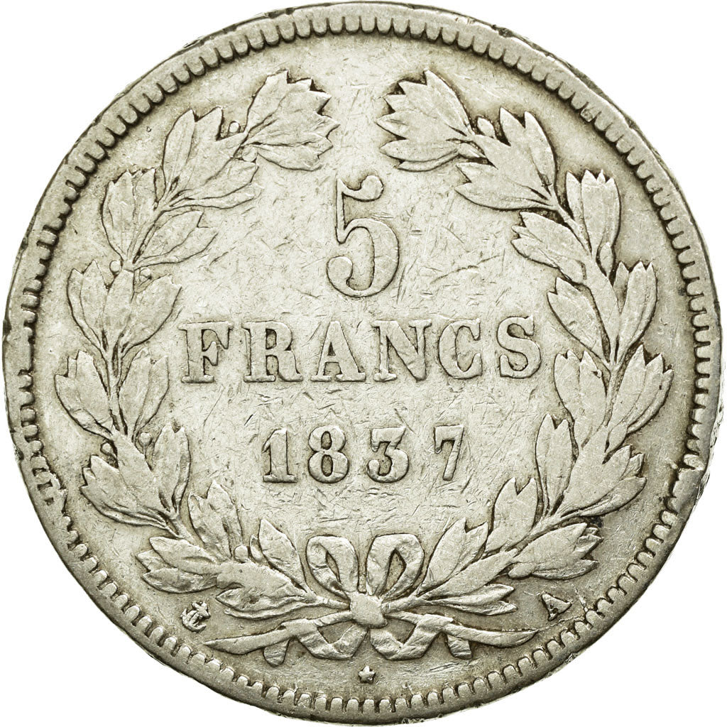 Coin, France, Louis-Philippe, 5 Francs, 1837, Paris, VF(30-35), Silver