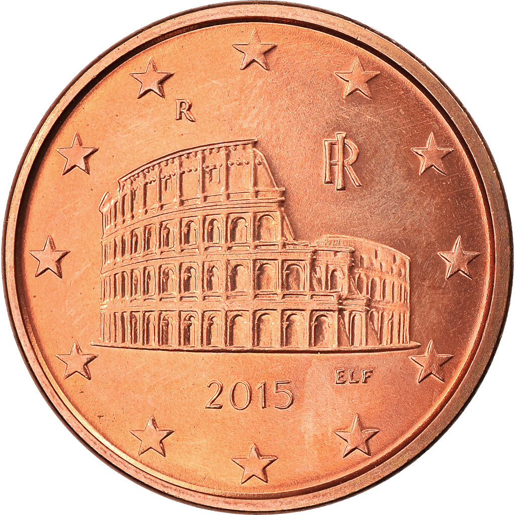 Itália, 5 Euro Cent, 2015, MS(63), Aço Cromado a Cobre, KM:New