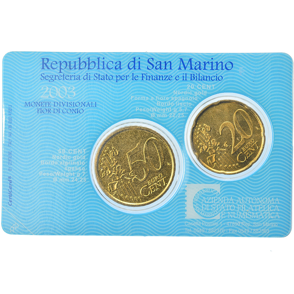San Marino, Set, 2003, Rome, 20c + 50c, FDC, N.C.