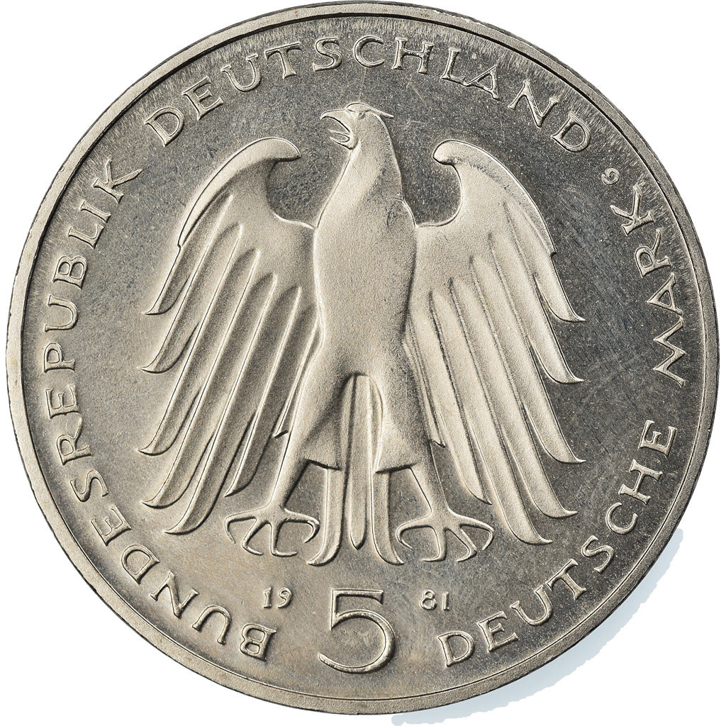 Moneda, ALEMANIA - REPÚBLICA FEDERAL, 5 Mark, 1981, Karlsruhe, Germany, BE, SC