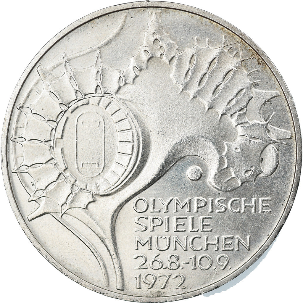 Coin, GERMANY - FEDERAL REPUBLIC, 10 Mark, 1972, Stuttgart, AU(55-58), Silver