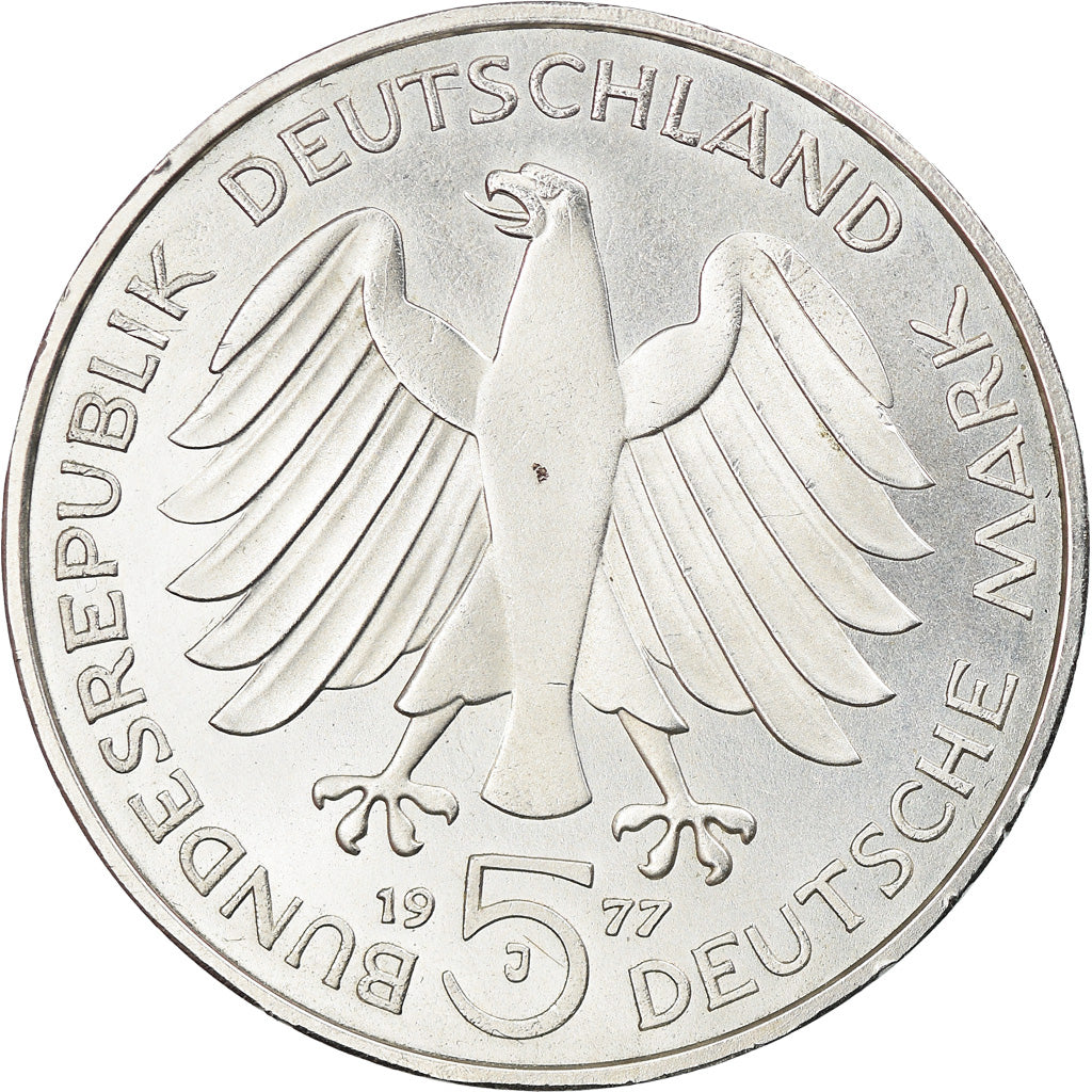 Moneda, ALEMANIA - REPÚBLICA FEDERAL, 5 Mark, 1977, Hamburg, Germany, BE, EBC