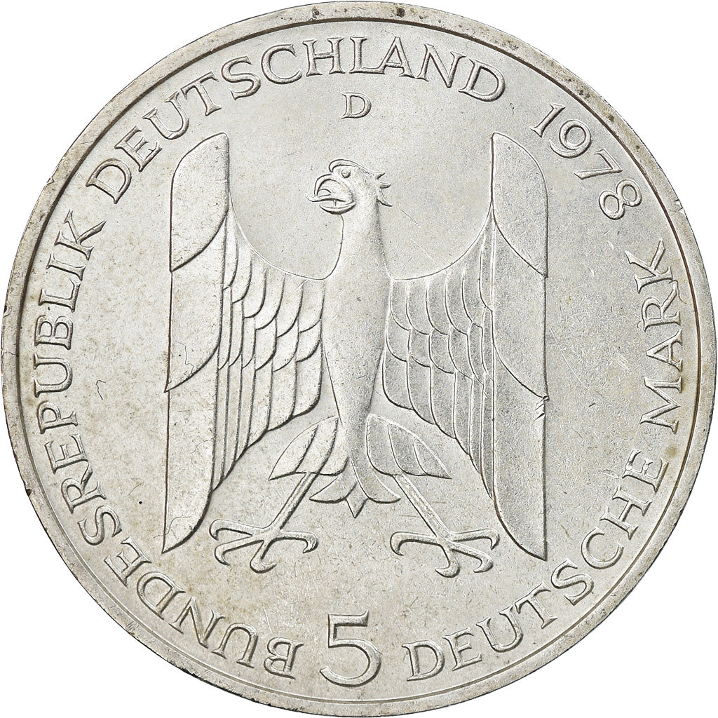 Moneta, Niemcy - RFN, 5 Mark, 1978, Munich, Germany, AU(55-58), Srebro, KM:147