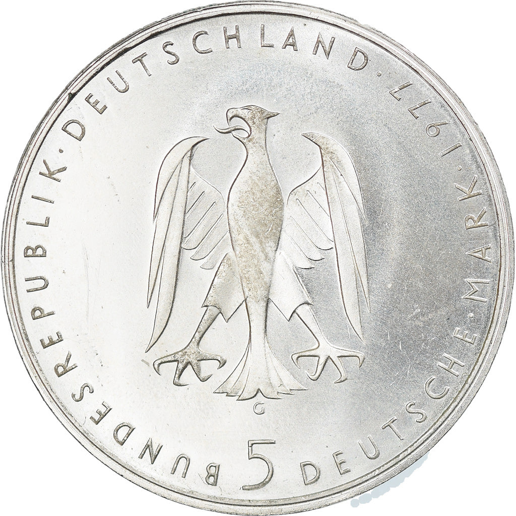 Moneda, ALEMANIA - REPÚBLICA FEDERAL, 5 Mark, 1977, Karlsruhe, Germany, EBC