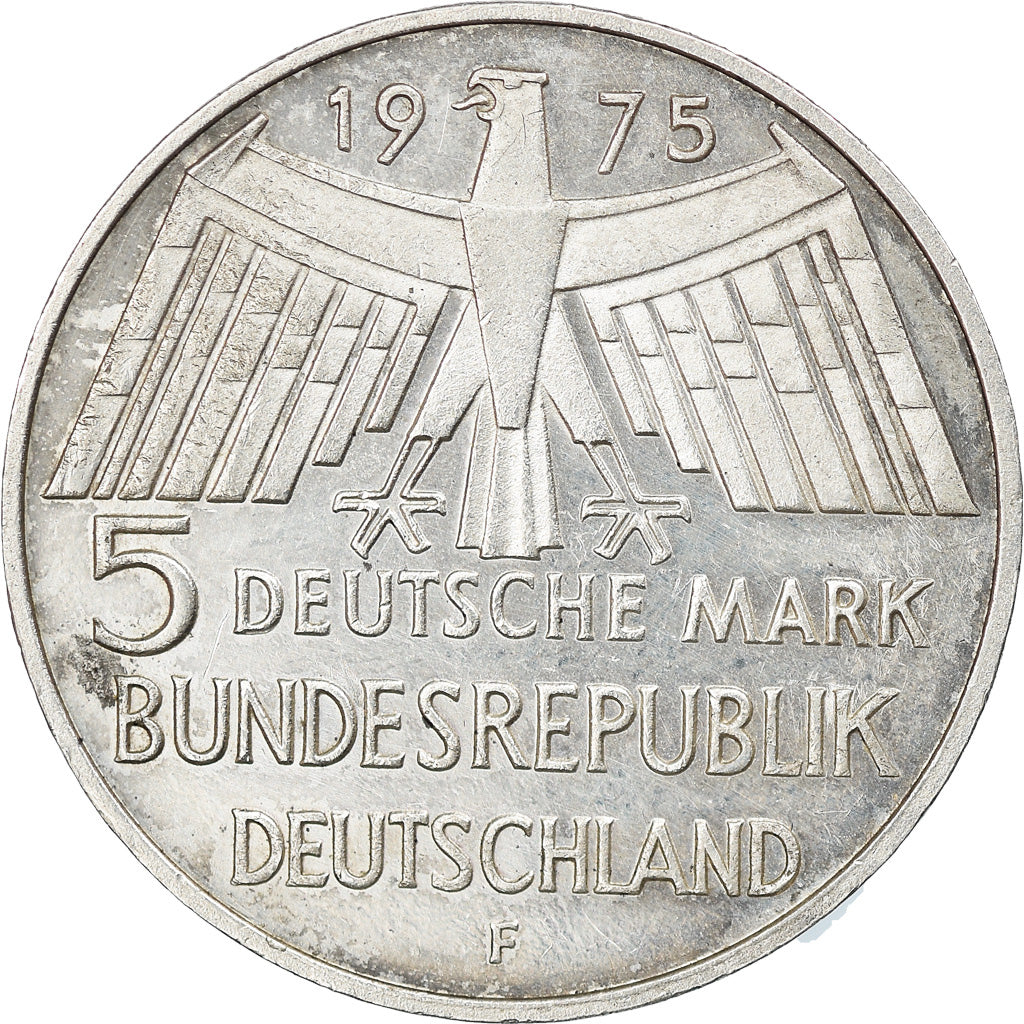 Coin, GERMANY - FEDERAL REPUBLIC, 5 Mark, 1975, Stuttgart, Germany, BE
