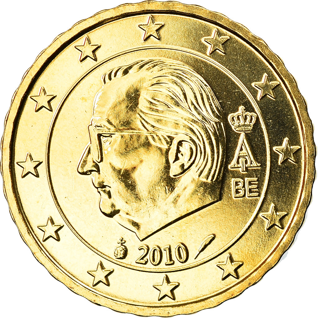 Belgia, 10 Euro Cent, 2010, MS(63), Mosiądz, KM:New