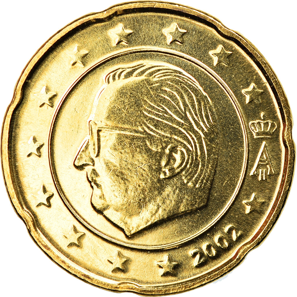 België, 20 Euro Cent, 2002, Brussels, FDC, Tin, KM:228