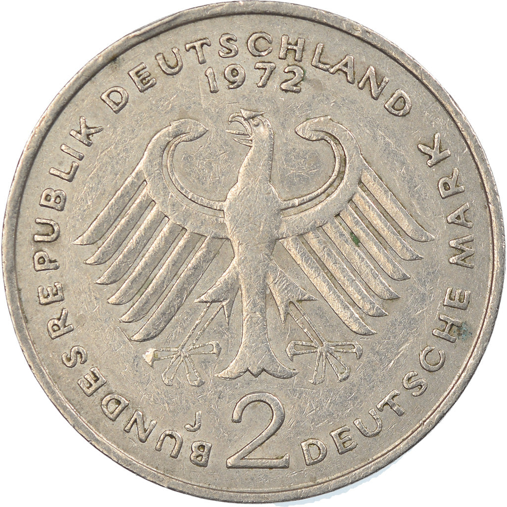 Coin, GERMANY - FEDERAL REPUBLIC, 2 Mark, 1972, Hambourg, EF(40-45)